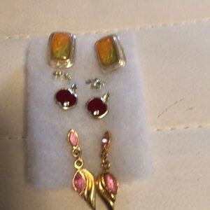 Vintage and modern 4 pairs of post earrings